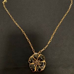 Fashionable J Crew Black & Gold Flower Necklace